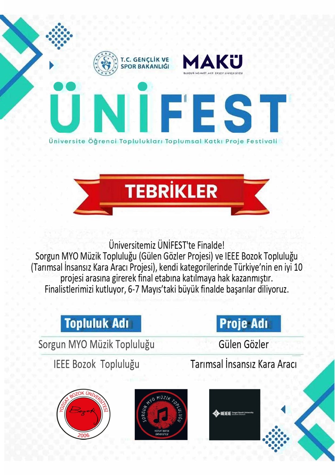 Ünifest Tebrik Afişi