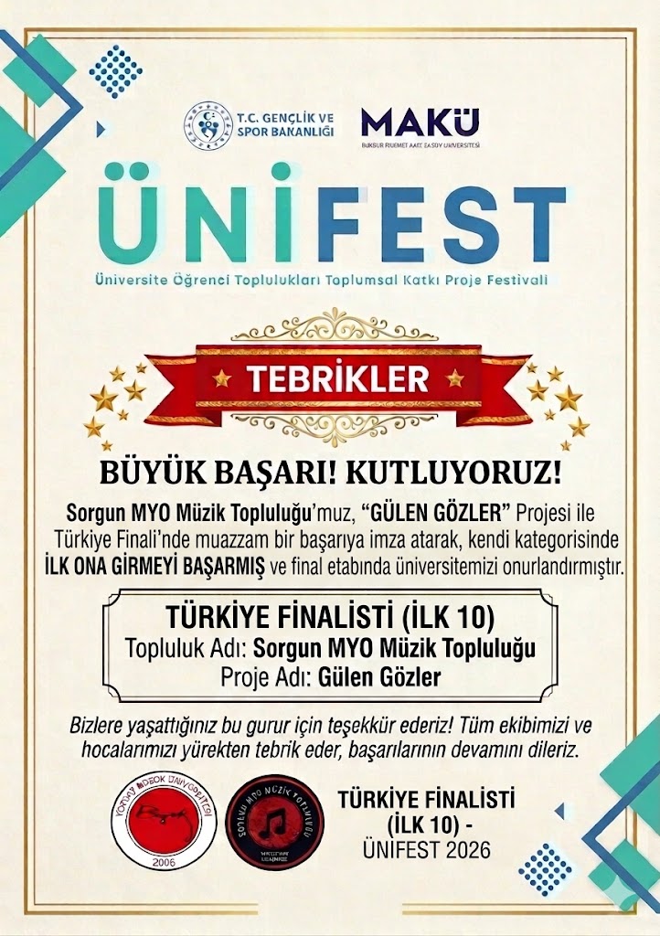 Ünifest Türkiye Finalisti Tebrik Afişi